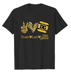 Cotton Short Sleeve Peace Love Dollar General DG Motivation Inspiration T-Shirt Birthday Gift Small For Men Women 100% Pure Cotton Breathable Comfortable heavyweight Men's Cotton Crew Neck Tee Cotton Printed Round Neck T-Shirt