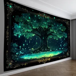 Vintage Glowing Mysterious Tree Tapestry for Living Room, Bedroom, Office, Party Decor - Polyester, No Power Needed 60X40