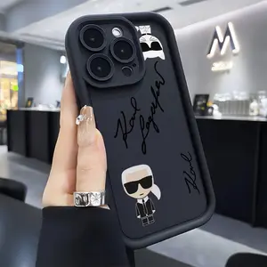 Luxury designer K-Karl-s- Lagerfeld pattern Phone Case Suitable for iPhone 17 16e 16 15 14 13 12 11 Mini Pro Max Air X XR XSMAX 8 7 Plus Anti Fall Soft TPU Back Cover