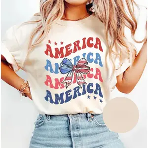 Memorial Day Shirt, Coquette 4th of July Shirt Women, Stars Stripes USA Flag Shirts, Red White Blue Shirts for Women, American Flag Shirt, Independence Day Shirt, Independence Day Gift, USA Shirt, America Sweatshirt, Patriot T-shirt