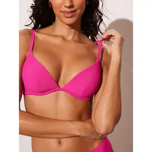 DOBREVA Women's Underwire Triangle Bikini Top Unpadded Plunge Bathing Suit Tops Ribbed Swimsuits V Neck Sexy Bra Sizes