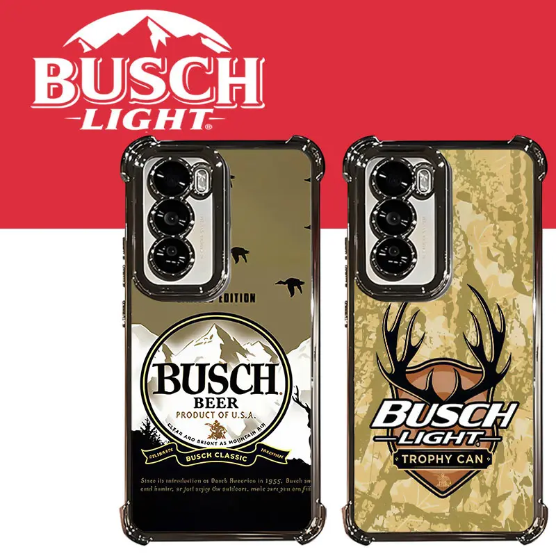 Busch Light Beer Lover Retro Pattern Electroplated TPU Casing For SAMSUNG GALAXY S22 S23 S24 S25 FE ULTRA PLUS EDGE Four Corners Anti-Fall Transparent Soft Silicone Gift Shockproof Protection Anti-Drop Protective Protector Phone Cases Shell Cover AM1379