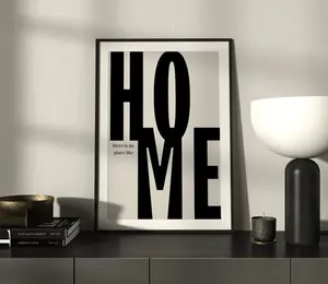 Retro style black and beige quote 'HOME'/ monochrome quote poster/ typography poster/ high quality wall art uk/ quote poster
