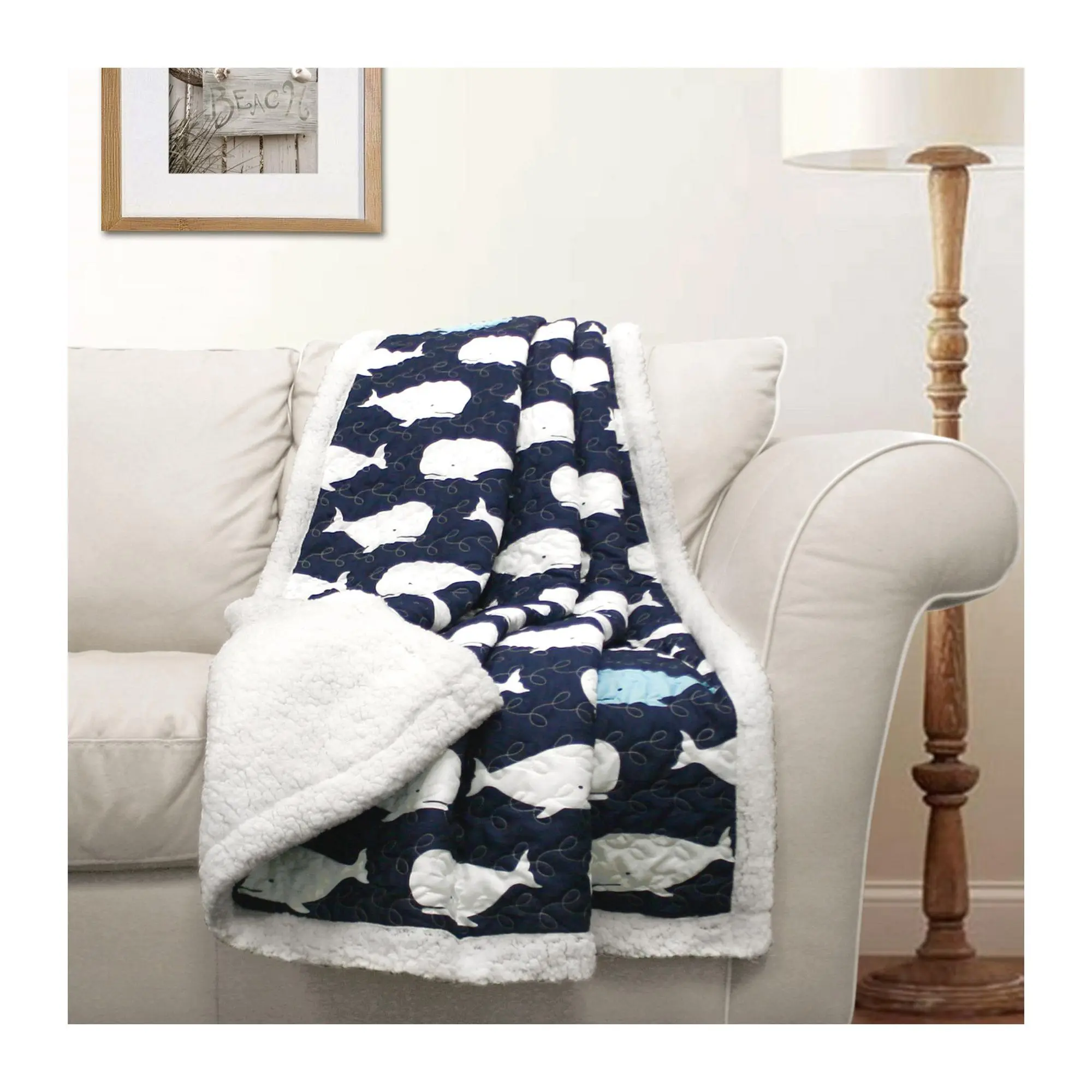 Lush Decor Whale Throw Sherpa
