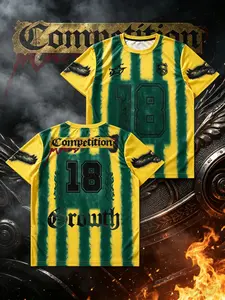 Vintage Y2K Unisex Soccer Shirt, Stripes 18 Number Tee, Distressed Eagle Print, Streetwear for Sports and Holidays