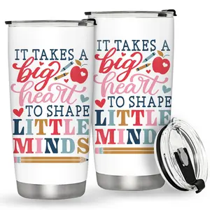 Teacher Appreciation Gift Tumbler, 1 Count 20oz Teacher Themed Tumbler with Straw & Lid, Cute Thank You Gifts for Daycare Preschool Teacher, Bottle, Hydration Tumbler