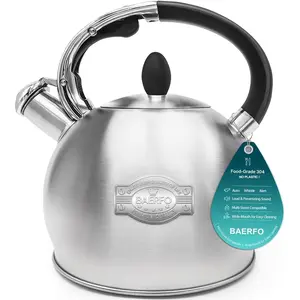 Tea Kettle, 2.64 Qt Tea Pot Stovetop, Premium 304 Food-Grade Tea Kettle Stovetop, Resounding Sound, Vintage Aesthetics, with Pot Holder (Brushed)