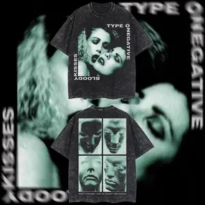 AUDIO WAVE RECORD - Type O Negative Bloody Kisses Heavy Metal Graphic T‑Shirt, Rock Music Graphic Hoodie, Rock band tee, Mexico style menswear