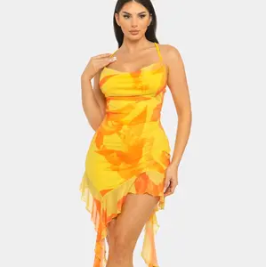 Orange and Yellow Women's Casual Dress