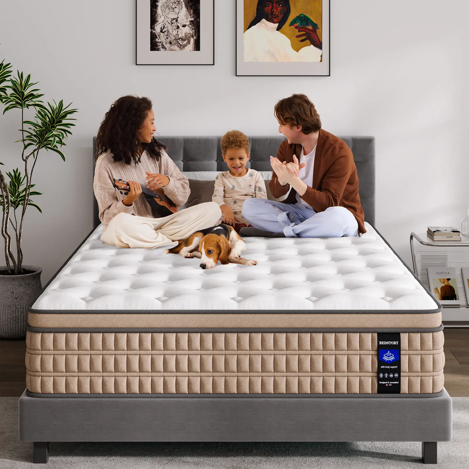 BedStory 14'' Queen King Mattress - Hotel-Collection Hybrid Mattress with Gel Memory Foam & Pocket Springs, Comfortable Modern Bed Furniture Springtok Sleep Quality