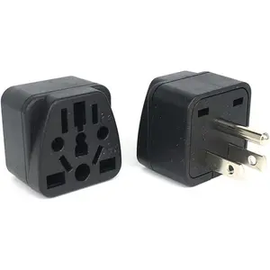 2-Pack   Travel Plug Adapter, EU to  Plug Adapter, Universal EU UK AU CN JP to  (Type B), Grounded 3 Prong  Wall Plug Adaptor Outlet Power Converter (Black)