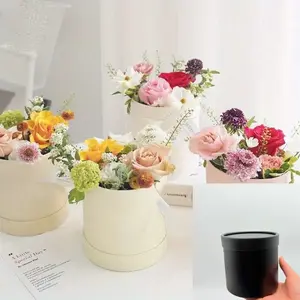 3-Piece Mini Handheld Bouquet Round Box Set, Gift Flower Packaging Material, Multifunctional Bouquet Tray for Weddings Birthdays Anniversaries Holidays