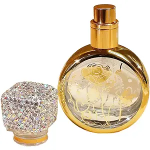 Luxury Crystal 25ml Perfume Spray Bottle - Rhinestone Refillable Empty Perfume Bottle with Cap & UV Electroplated (Silver)