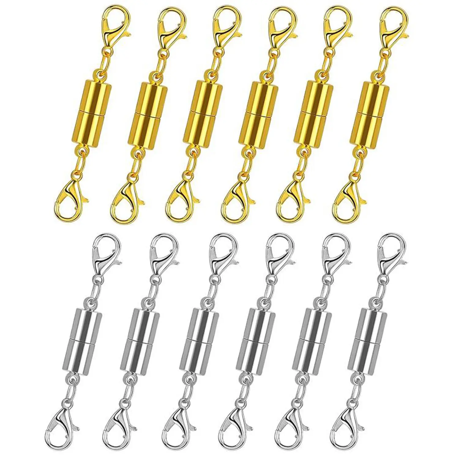 BUY 1 GET 1 FREE 12pcs Magnetic Necklace Clasp with Lobster Clasp Gold and Silver Magnetic Jewelry Clasps for Necklaces Extender Bracelet Clasps and Closures