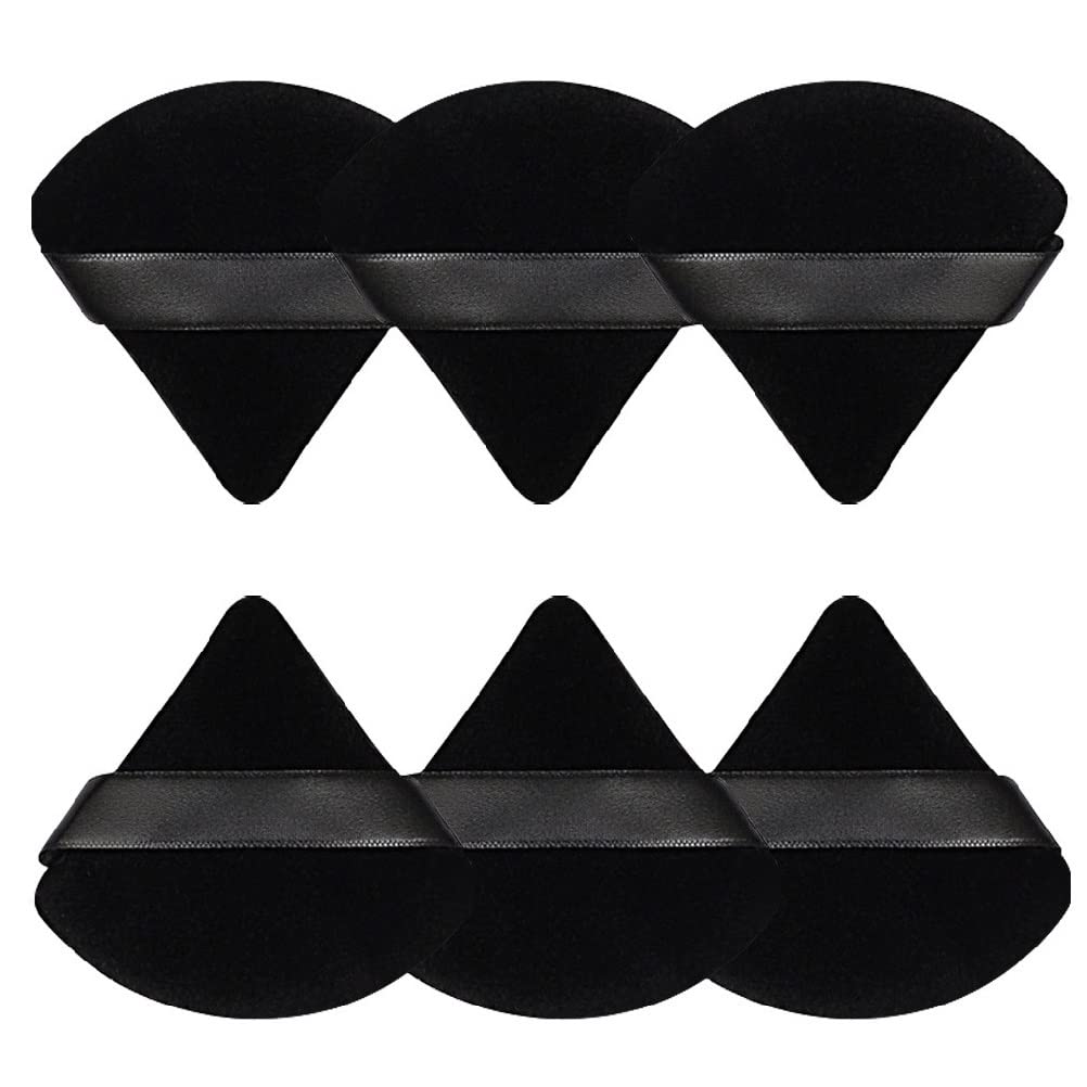 6 Pcs Powder Puff, Face Soft Triangle Makeup Puff Velour Makeup Sponge for Loose Powder (Black) 6 Pcs Powder Puff, Face Soft Triangle Makeup Puff Velour Makeup Sponge for Loose Powder (Black)