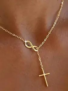 Stainless steel cross necklace for women infinite love plain necklace suitable for daily wear jewelry birthday anniversary Valentine's Day gift