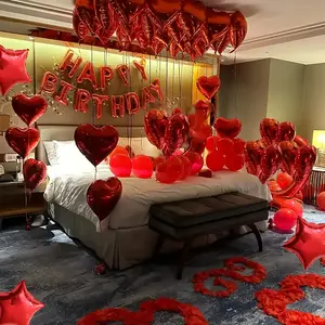 1061pcs Birthday Letter Balloon Set and 15 Red Love Balloons and 30 Latex Balloons and 1000 Petals and Accessories, Suitable for Birthday Party Decoration Balloons, Valentine's Day Decoration Balloons, Confession Decoration Balloons Aluminium Wedding