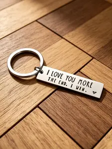 Creative Love Letter Engraved Keychain, Stainless Steel Couple Key Ring, Fashion Bag Charm, Valentine Anniversary Gift, Heart Design Keychain