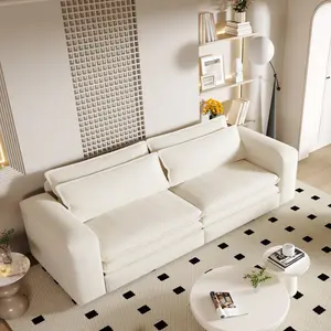 93" King Size Sleeper Sofa Bed, Pull Out Sofa Bed, 3 in 1 Convertible Sleeper Sofa, Chaise Lounge,3 Seat Teddy Couch with 2 Lumbar Pillows for Living Room