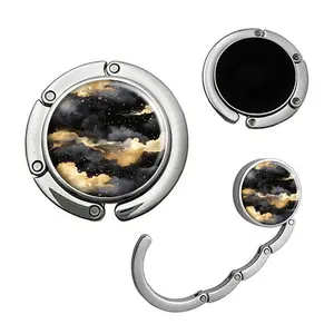 Black Gold Marble Foldable Purse Hook,Folding Womens Bag Purse Hanger,Purse Holder Pouch Holder Handbag Hanger Desk Table Bag Hooks for Women Bag