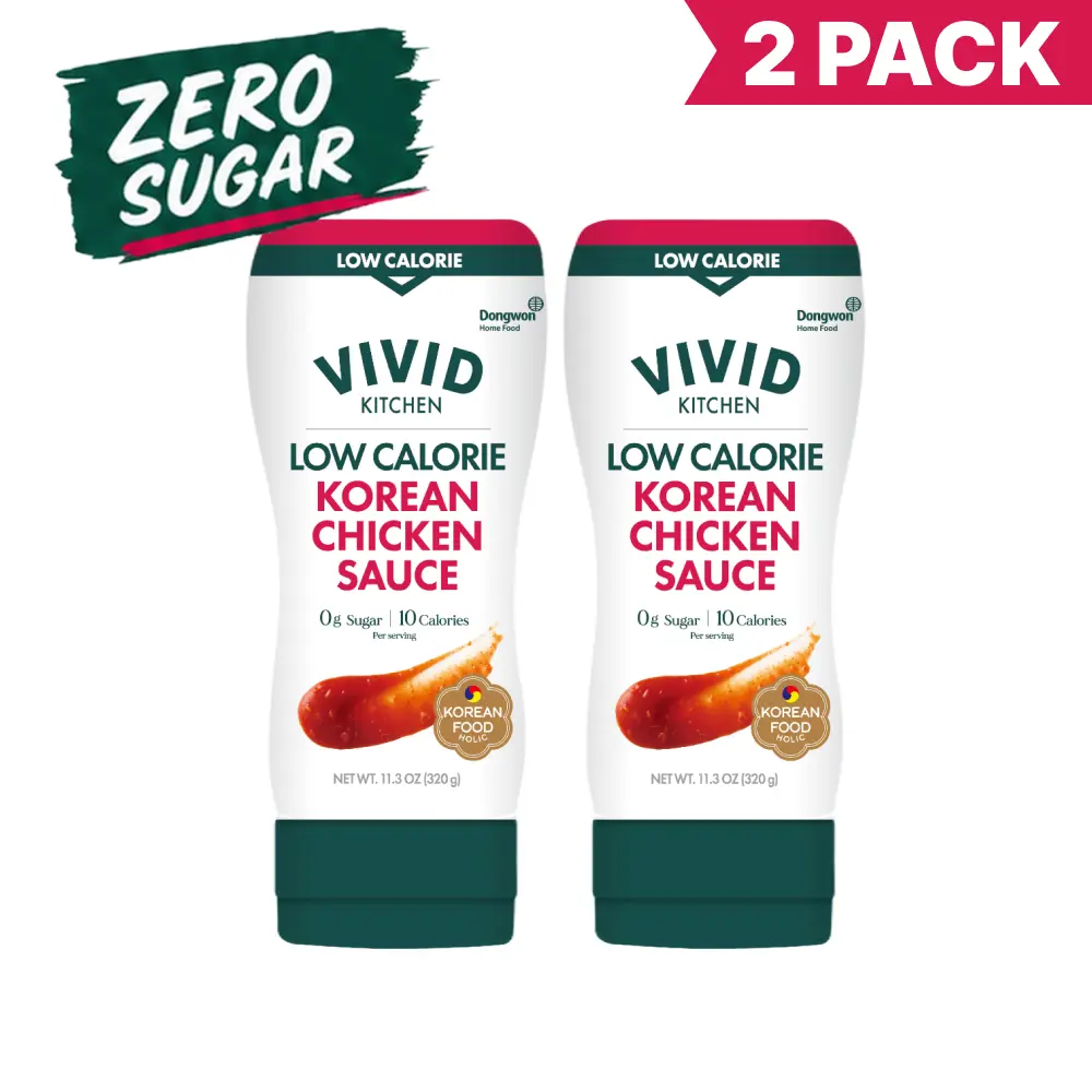 Vivid Kitchen Low-Calorie Korean Chicken Sauce 320g x 2PC | Sweet & Spicy sauce | 0g Sugar, 10 Calories per serving | No MSG, Preservatives | Natural alternative sweetener | Diabetic friendly, healthy sauce