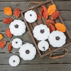 12pcs Assorted Sizes Rustic Harvest Artificial Pumpkins for Halloween, Fall Thanksgiving Decor, Perfect for Decorating and Displaying