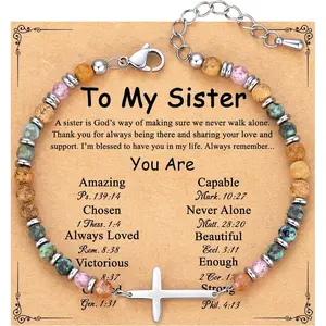 Christian Cross Bracelet for Women, Graduation Gifts for Teens Kids Girls, Confirmation Baptism Gifts, Unique Gift for Friends Daughter Mom Sister in Christ Birthday Christmas
