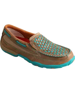 Twisted X Women's Bomber And Turquoise Check Driving Mocs - Wdms006