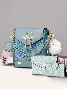 Swan Lock Buckle, Unique Non-Matching Treasure Bag Set, Trendy Print Three-Piece Handbag, Fashionable Small Crossbody Bags, Versatile Shoulder Bags, Trendy Commuting Bag, Handbag Shoulder Purse