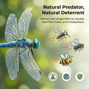 2026 Upgraded Artificial Dragonfly Pest Clips, 3D Garden Mosquito Repellent Stakes, Realistic Insect Style Clip On Pest Control Bug Repellent Outdoor for Indoor Outdoor Garden and Yard Protection