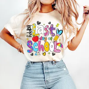 Happy Last Day of School Preppy Teacher Appreciation Kids Summer Break Year-End T-Shirt