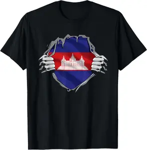 100%cotton Cambodian Shirt Super Cambodian Flag Cambodia Khmer Roots T-Shirt