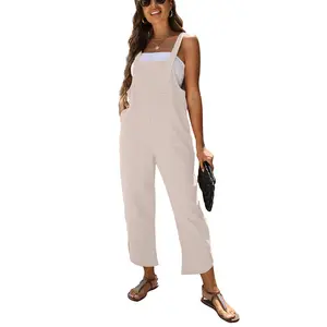 UANEO Womens Cotton Adjustable Casual Summer Bib Overalls Jumpsuits with Pockets