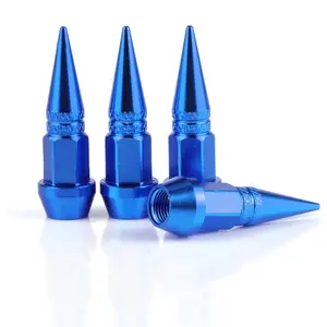 45mm Spiked Aluminum Stem Valve Caps,4PCS Dustproof Tire Wheel Stem Caps for Cars,SUVs,Trucks Bicycles and Motorcycles(Blue)