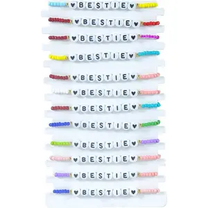 12 count Colorful BESTIE Friendship Beaded Bracelets Set Bohemia Rainbow BFF Inspirational Stackable Stretch Bracelets for Women Summer Beach Y2k Preppy  Party Favors  Gifts
