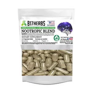 Nootropic Blend - Bacopa, Lions Mane, Rosemary, Oat Straw, Ginseng 100 Veggie Capsules