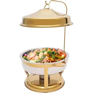 TikTokShopBlackFriday Chafing Dish Buffet Set, 9L/9.5QT Stainless Steel Chafing Dish Buffet Buffet Servers and Warmers with Hanging Top Lid for Party,Restaurant,Hotel (Gold) Family Plates