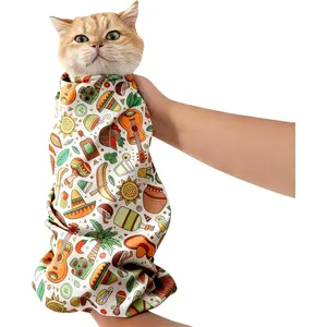 29.5" Cat Grooming Wrap,cat wrap for Cutting Nails,Self-Adhesive cat Swaddle wrap cat Restraint cat wrap Blanket for Medicine, Nail Clipping, Teeth Brushing,White Guitar(Within 16lbs)