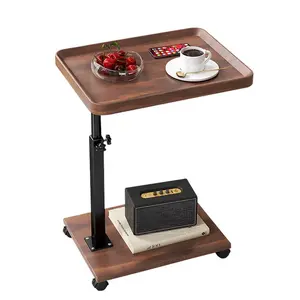 End Table C Table Adjustable Height 360° Swivel TV Tray Table Couch Tables Side Tables with Wheels Rotatable Sofa Tray Table for Living Room Bedroom