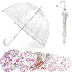 Kids Clear and Transparent Umbrella with an Easy Grip Handle, Dome Bubble Umbrella, Windproof for Kids Boys and Girls, Little Stars Baraida
