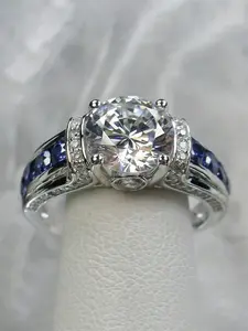 1 PC Fashion Cubic Zirconia Solitaire Ring For Women For Wedding Engagement Party Jewelry Valentine's Day Gift