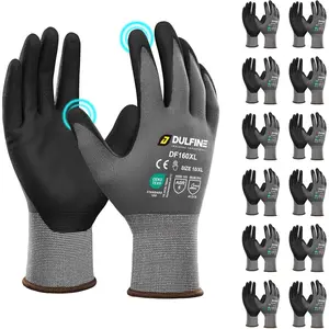 Safety MicroFoam Nitrile Coated-12 Pairs Pack,Seamless Knit Nylon Glove with Black Micro-Foam Nitrile Grip,for Purpose,Automotive,Home Improvement,Painting(Large)
