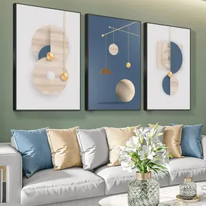 Wall Art 3 Pieces Framed Wall Art Canvas Print Set Minimalist Medieval Geometric Circle Abstract Illustration Modern Wall Art Decor Multicolor Living Room Bedroom Office 24"x 32"x 3 Panels
