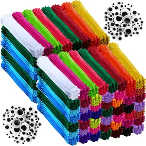2500 count Pipe Cleaners Craft Supplies Googly Eyes Kit Creative Crafts and Arts 2000 Chenille Stems 500 Wiggle Eyes DIY Crafting(Mixed Colors)