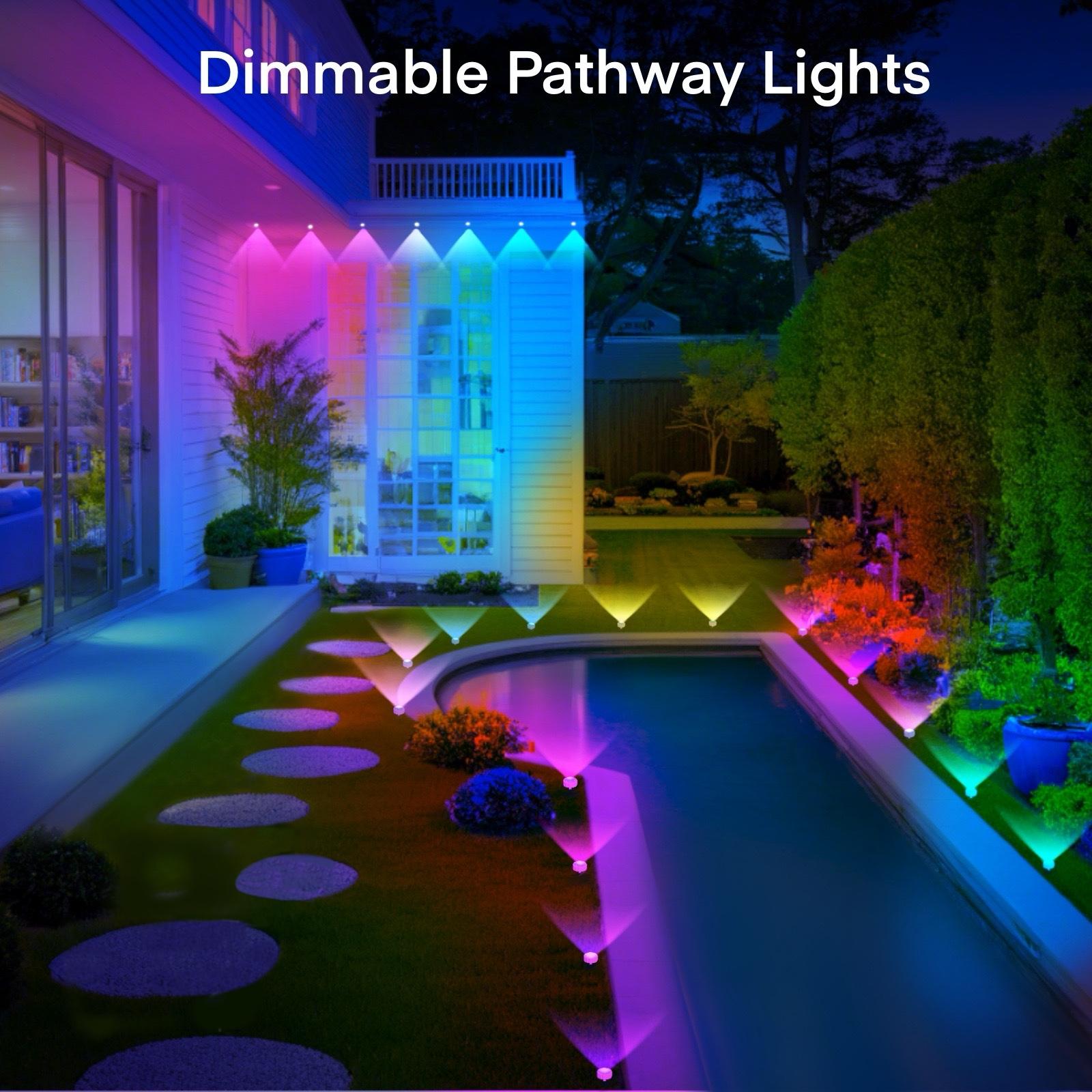33ft/54ft Permanent Outdoor RGB LED Lights - IP67 Waterproof Exterior Lighting Fixtures with Smart App Control, Remote, DIY Scene Modes, Music Sync, USB Cable, Cells for Garden, Christmas Decor