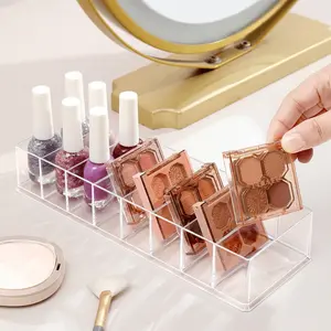 1pc Transparent Cosmetic Organizer Box, Lipstick Rack, Nail Polish Rack, and Eye Shadow Display Stand, Stackable Dressing Table Storage Box, Multi-functional Desktop Divider Storage Tool, Home Organization Accessories