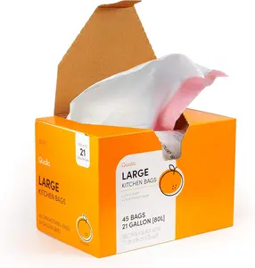 QUALIAZERO CITRUS SCENTED 21 Gal / 80 Liter | Drawstring Closure Trash Bag | Heavy Duty (CITRUS, 45 BAGS), WHITE, (L10001)