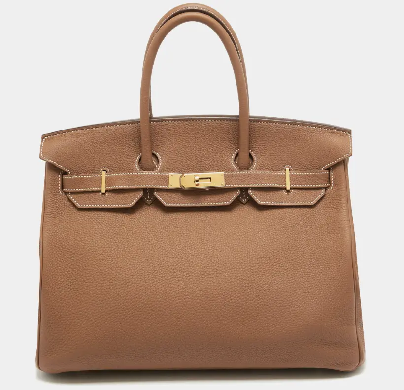 Pre-owned HERMÈS leather Top Handle Bags Hermes Gold Togo Gold Finish Birkin 35 Bag 4000021790467