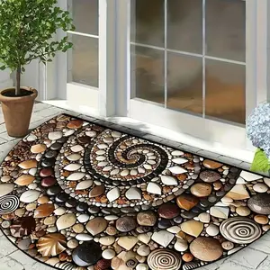 Non Slip Pebble Doormat 2D Colorful Semicircular Rug Indoor Outdoor Stone Pattern Mat for Entryway Kitchen Bathroom Patterned