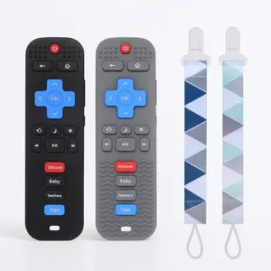 Silicone Baby Teething Toys Pack Of 2, Remote Control Shape Teething Toys For Babies 6-12 Months, BPA Free, Soft And Textured Teether Relief Soothe Gums Baby Chew Toys